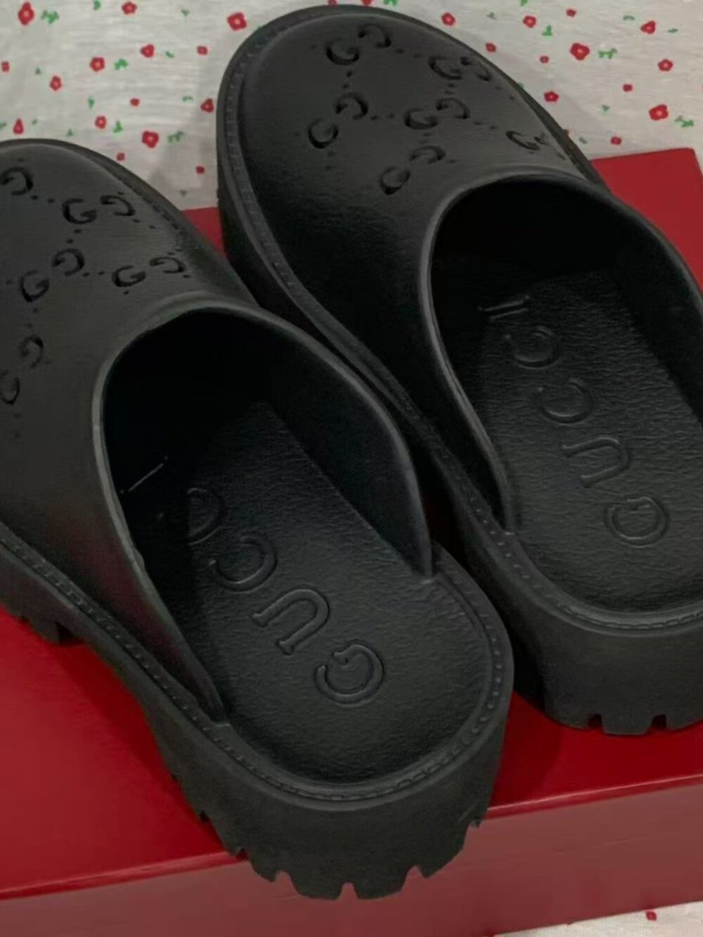 Black Platform Perforated Logo Clog Mules - Picture 5 of 5